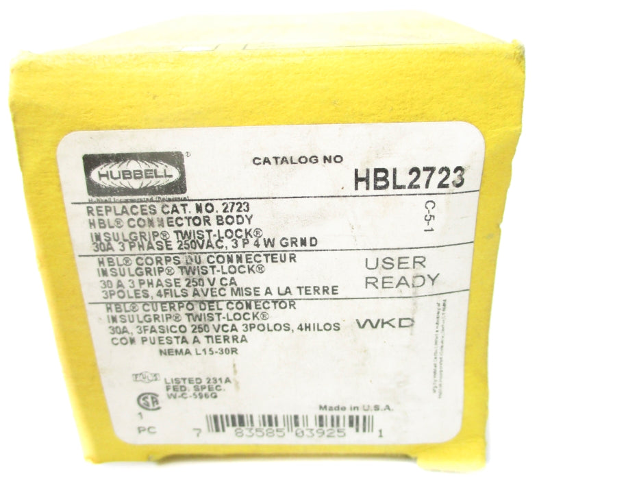 HUBBELL HBL2723 250VAC 30A NSMP
