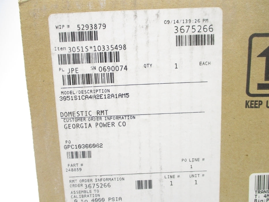 ROSEMOUNT 3051S1CA4A2E12A1AM5 4000PSI NSMP