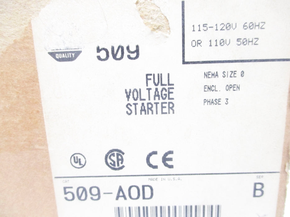 ALLEN BRADLEY 509-AOD SER. B 110/115-120V 1 (BR/WH) NSMP