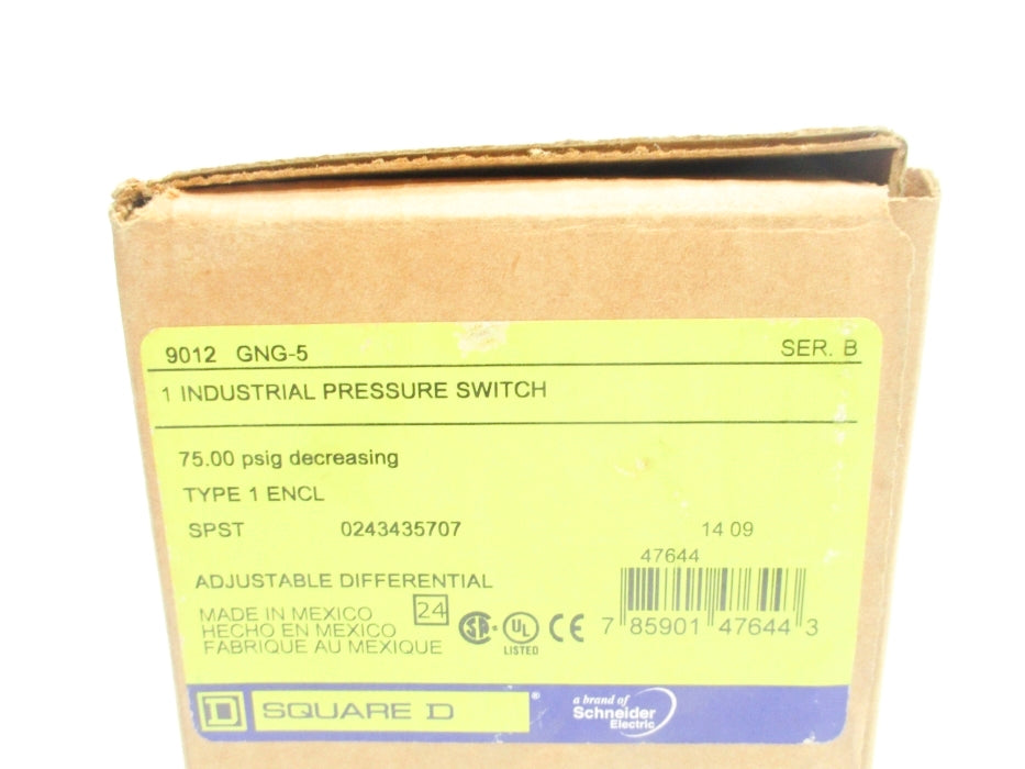 SQUARE D 9012GNG5 SER. B 75.0PSI NSMP