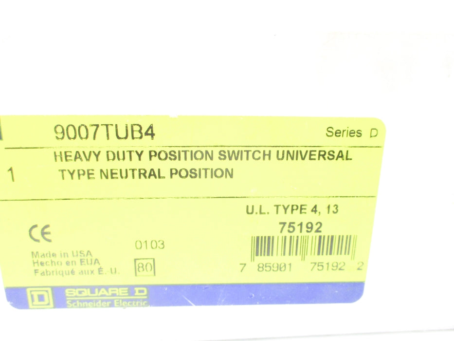 SQUARE D 9007TUB4 SER. D NSMP