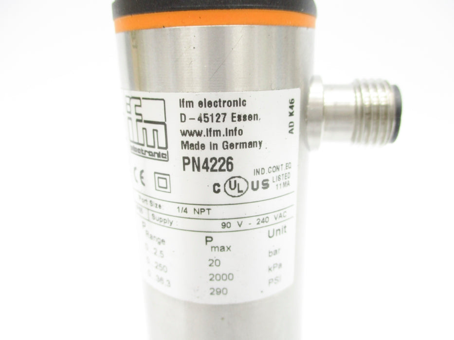 IFM EFECTOR PN4226 90-240VAC 1/4" NSNP