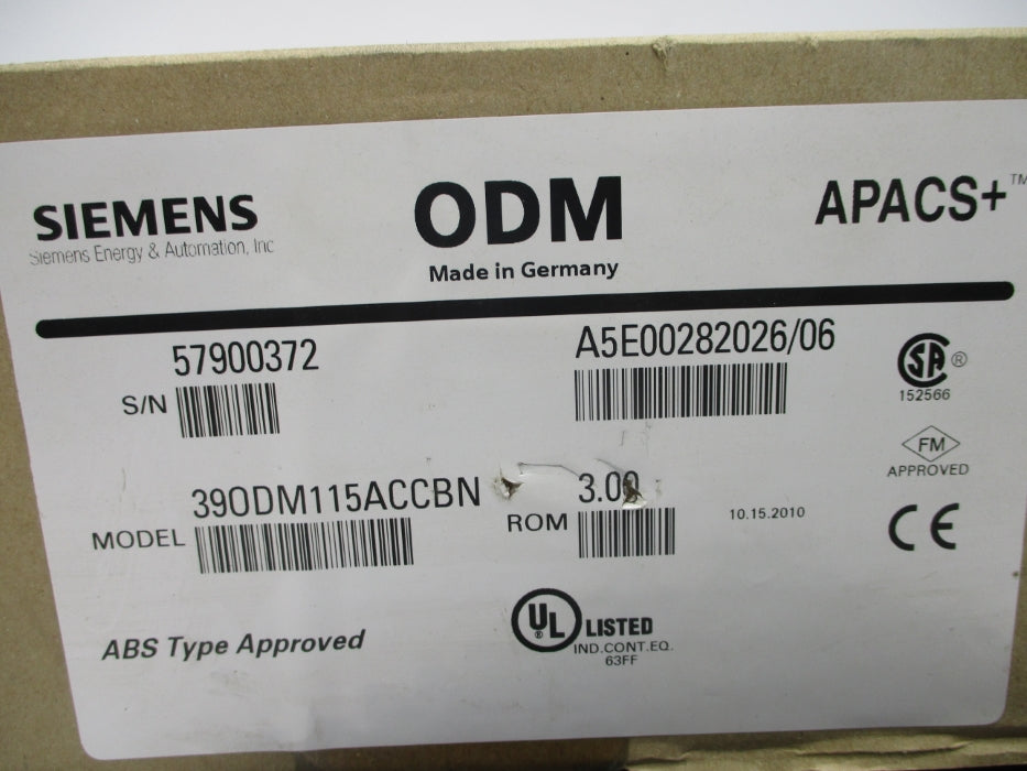 SIEMENS 39ODM115ACCBN A5E00282026/06 24VDC 0.23A REV. 3.00 NSMP