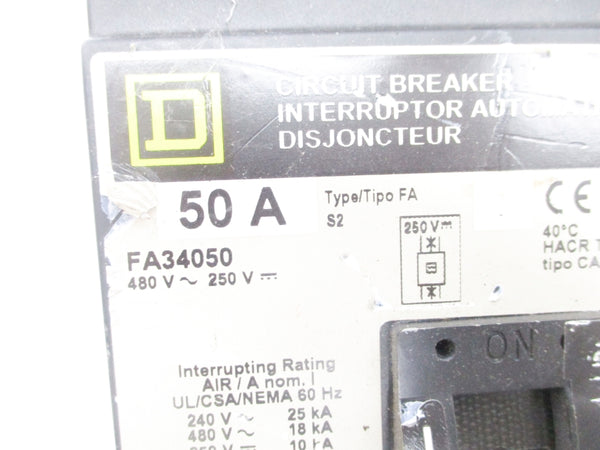 SQUARE D FA34050 SER. 2 480VAC 50A (GREY) UNMP
