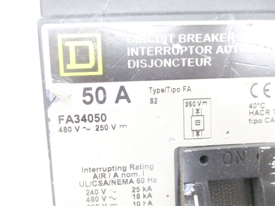 SQUARE D FA34050 SER. 2 480VAC 50A (GREY) UNMP