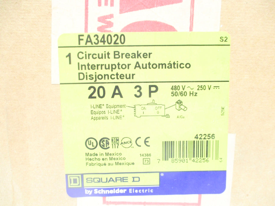SQUARE D FA34020 SER. S2 480V 20A NSFS