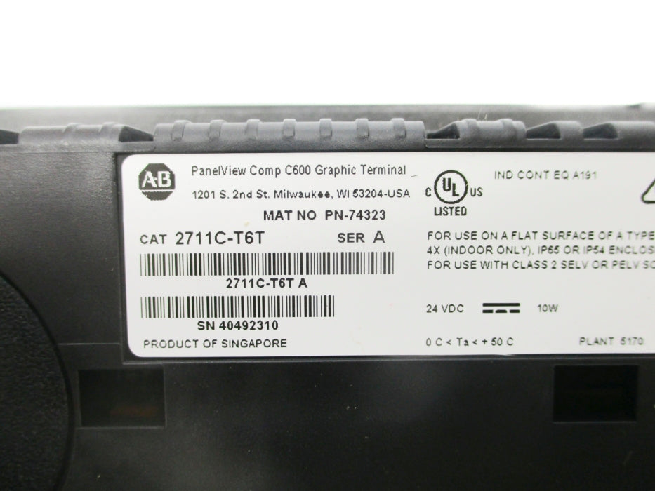 ALLEN BRADLEY 2711C-T6T SER. A 24VDC NSMP