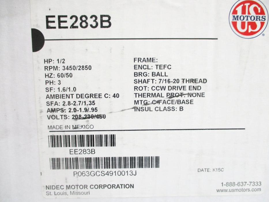 NIDEC MOTOR EE283B NSMP