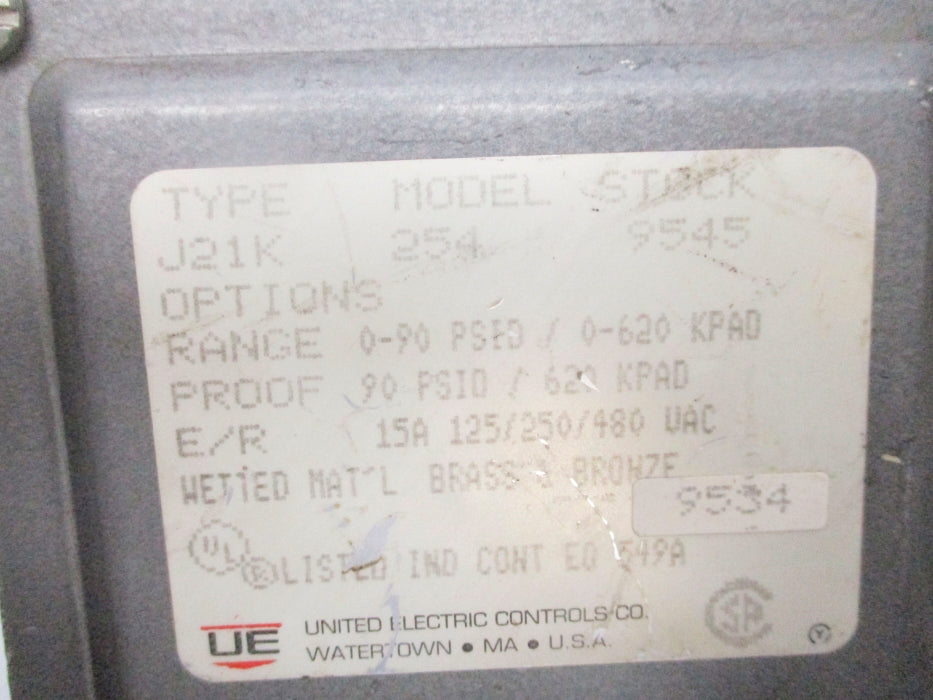 UNITED ELECTRIC J21K-254-9545 0-90PSID NSNP