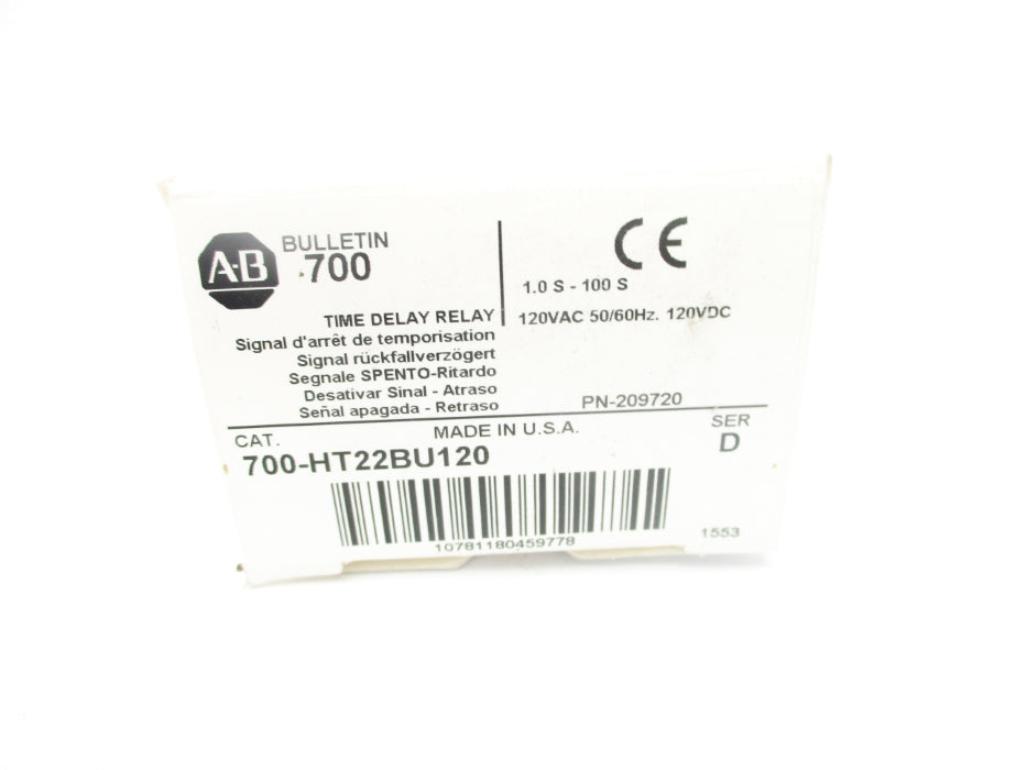 INDUSTRIAL SPARE PART 700-HT22BU120 SER. D 120VAC/DC 10A 1.0-100S (WH) NSMP