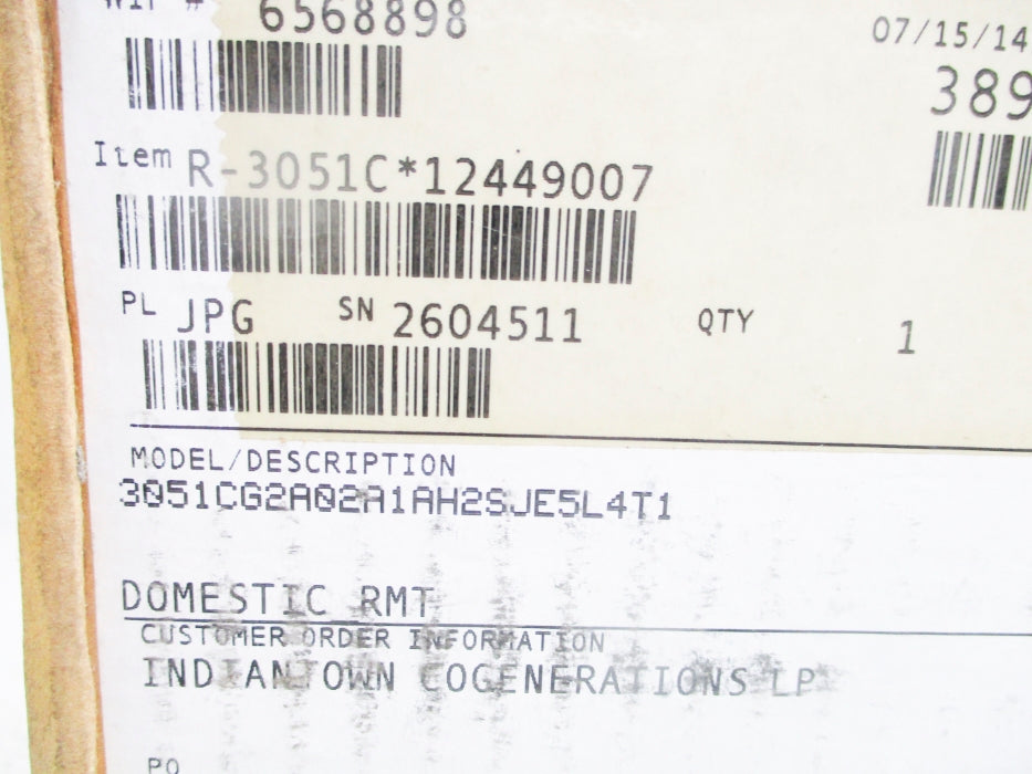 ROSEMOUNT 3051CG2A02A1AH2SJE5L4T1 9PSI NSMP