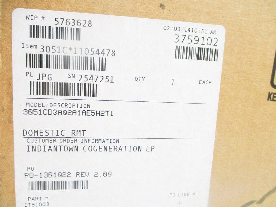 ROSEMOUNT 3051CD3A02A1AE5H2T1 3626PSI NSMP