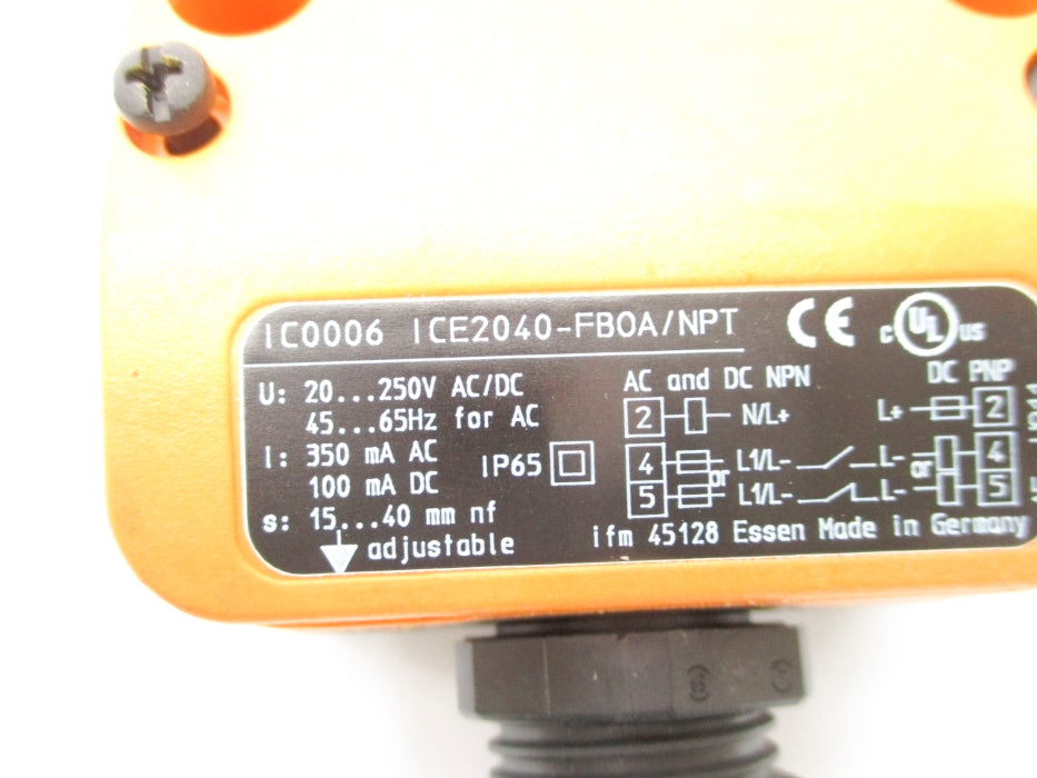 IFM EFECTOR ICE2040-FBOA/NPT IC0006 20-250VAC/DC NSNP
