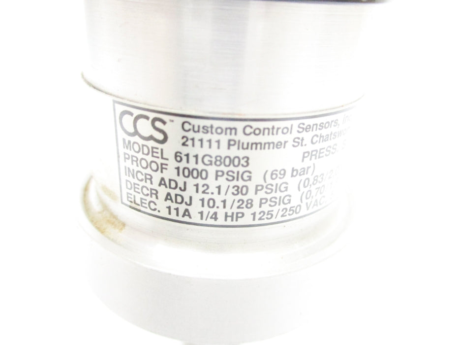 CUSTOM CONTROL SENSORS 611G8003 1000PSI NSNP