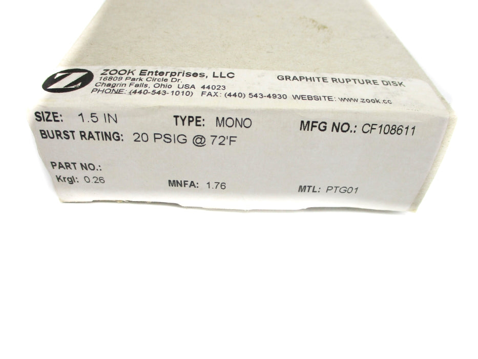 ZOOK ENTERPRISES CF108611 20PSIG NSMP