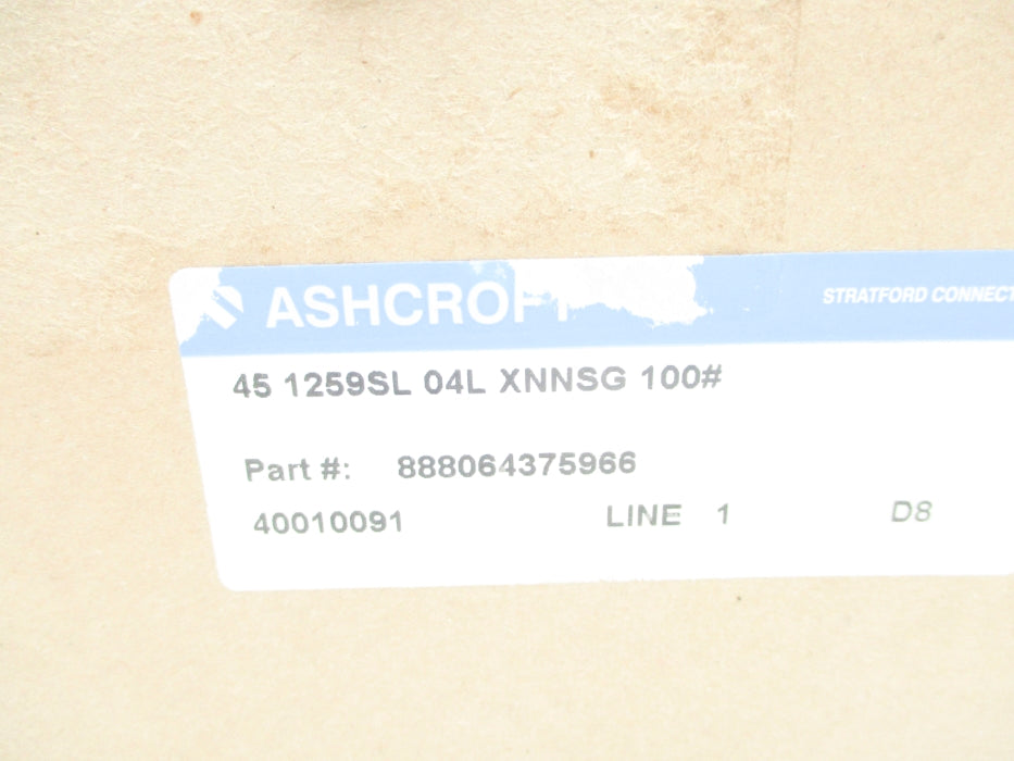 ASHCROFT 45-1259SL-04L-XNNSG-100# 0-100PSI NSMP