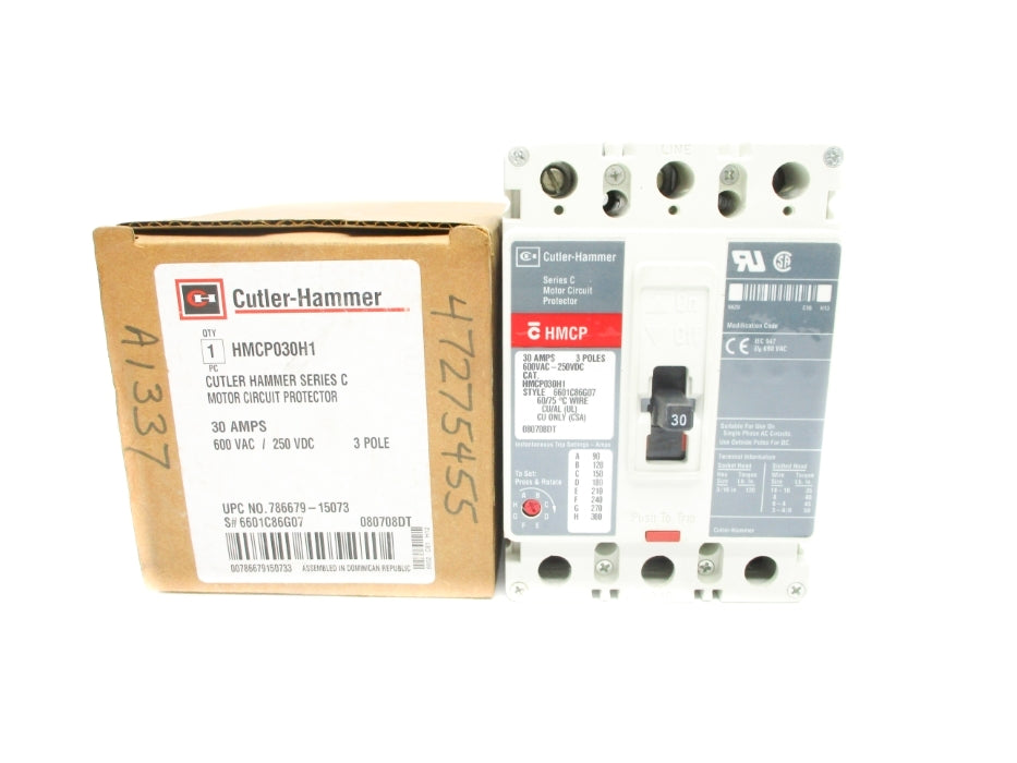 CUTLER HAMMER HMCP030H1 SER. C 600VAC 30A NSMP
