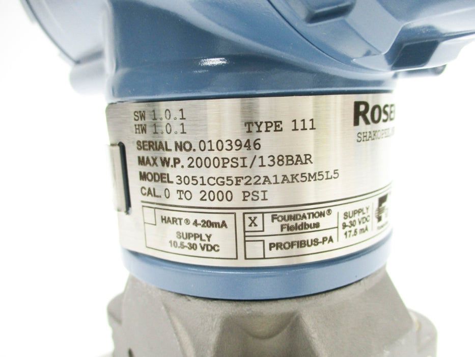 ROSEMOUNT 3051CG5F22A1AK5M5L5 2000PSI NSNP