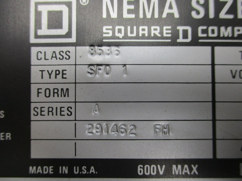 SQUARE D 8536SFO1 SER. A 480V NSNP