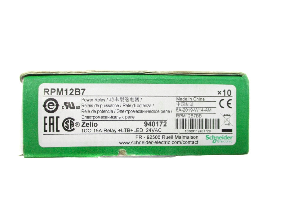 SCHNEIDER ELECTRIC RPM12B7 15A 24VAC (PKG OF 10) NSMP