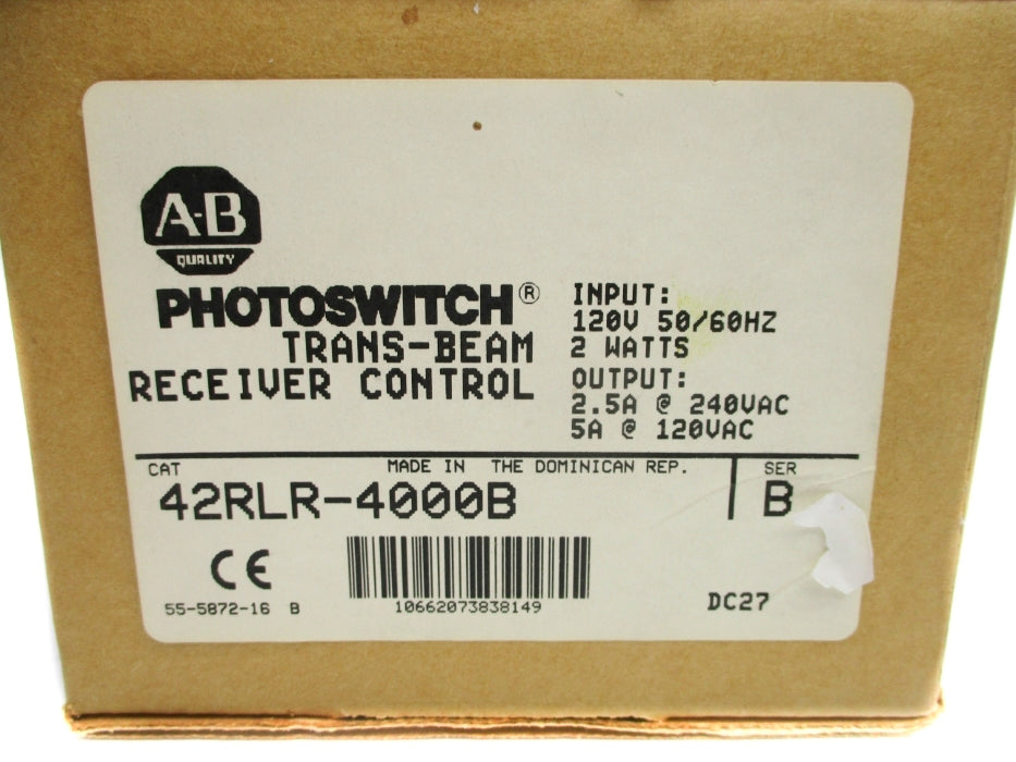 ALLEN BRADLEY 42RLR-4000B SER. B 120/240VAC 2.5/5A (BR/WH) NSMP
