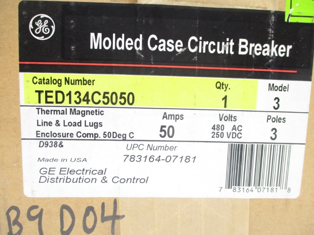 GENERAL ELECTRIC TED134C5050 480VAC 50A NSFS