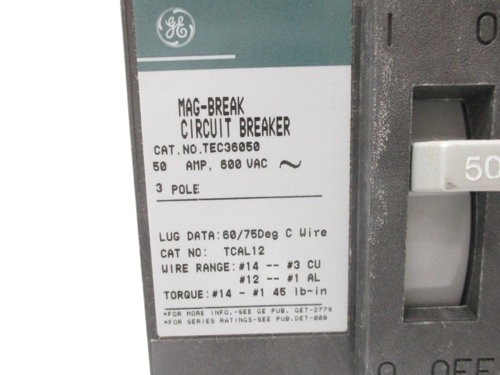 GENERAL ELECTRIC TEC36050 600VAC 50A (GREEN) NSNP