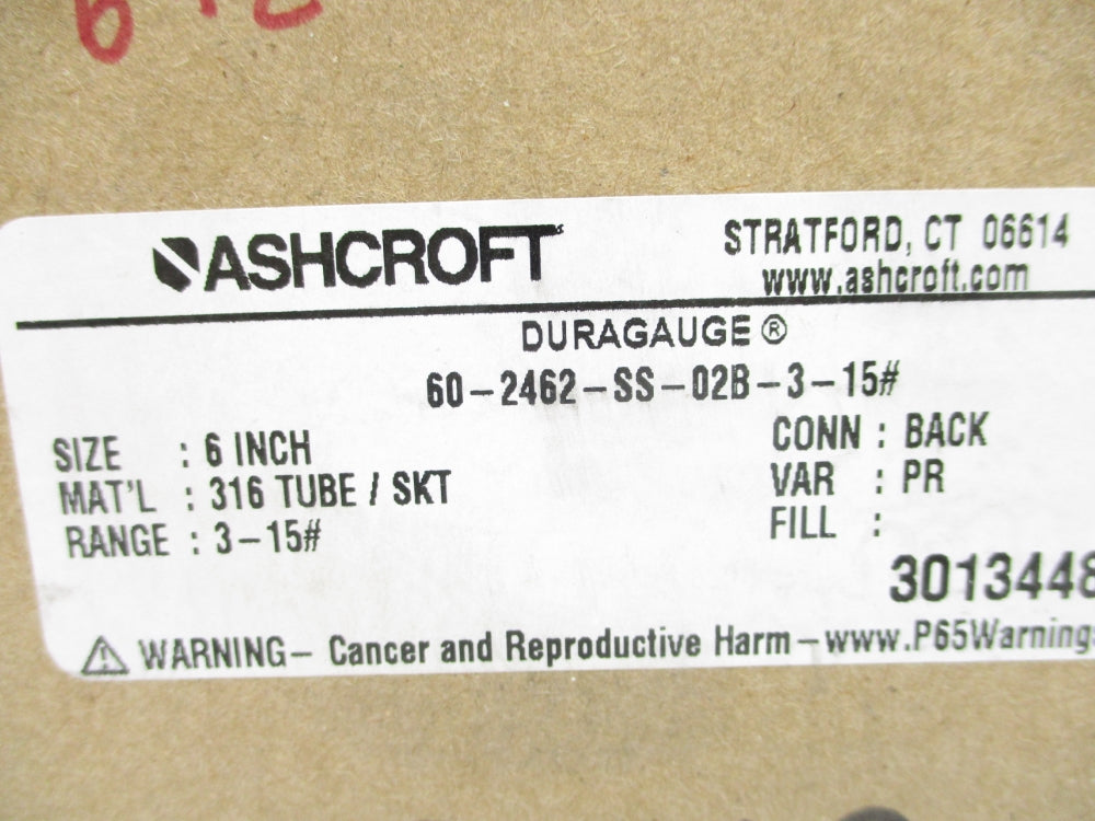 ASHCROFT 60-2462-SS-02B-3-15# 3-115PSI NSMP
