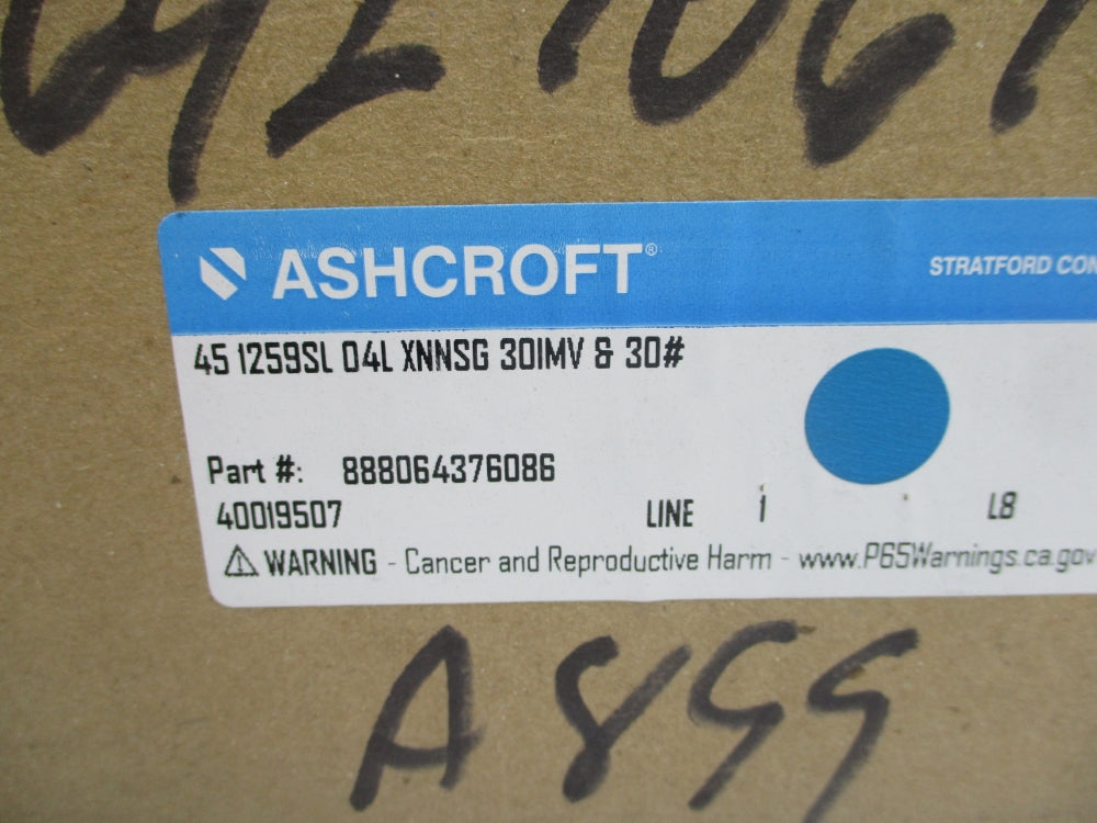 ASHCROFT 451259SL04LXNNSG30IMV&30# 0-30PSI NSMP