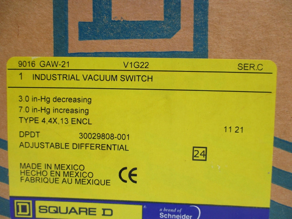 SQUARE D 9016GAW21 SER. C 600VAC 100PSI NSMP