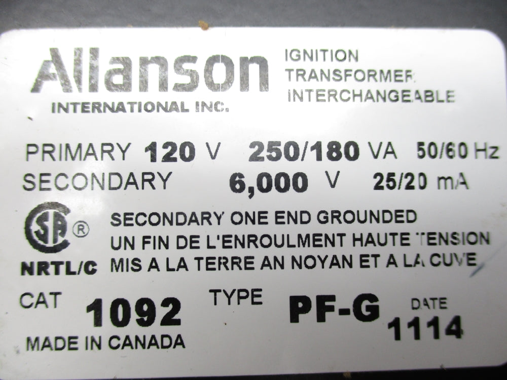 ALLANSON 1092-PF-G 250/180VA 120V NSNP
