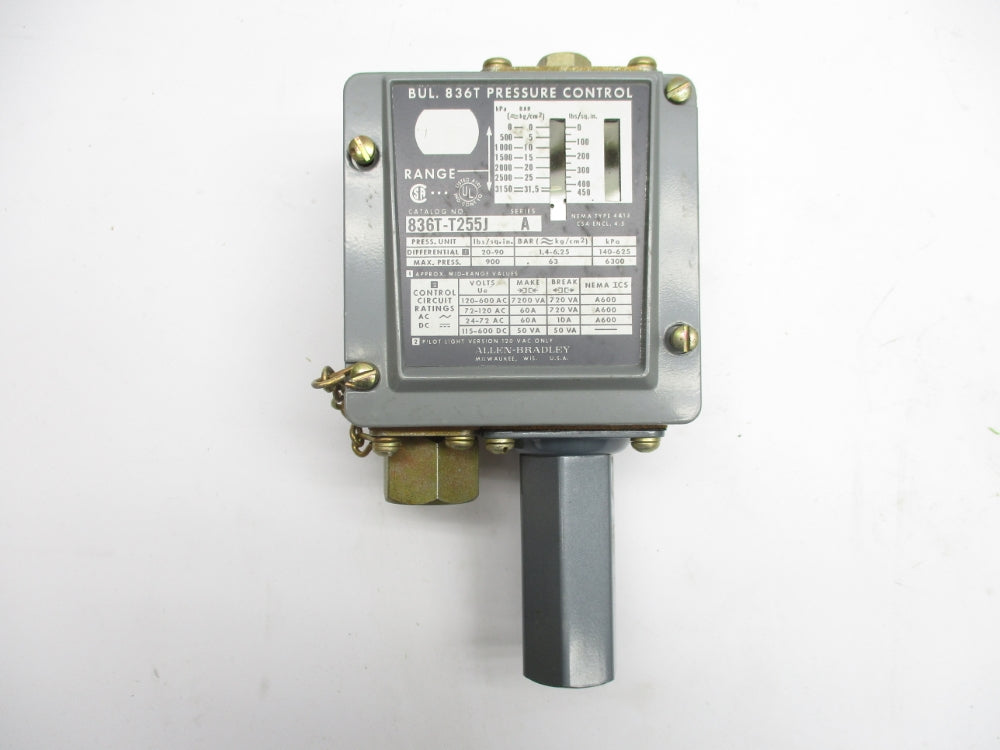 ALLEN BRADLEY 836T-T255J SER. A 75-120VAC 60A 40-450PSI (BR/YL) NSMP
