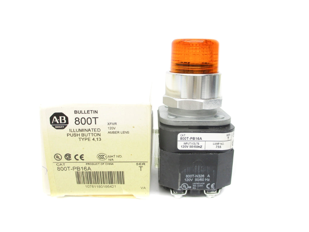 ALLEN BRADLEY 800T-PB16A SER. T 120V (WH) NSMP