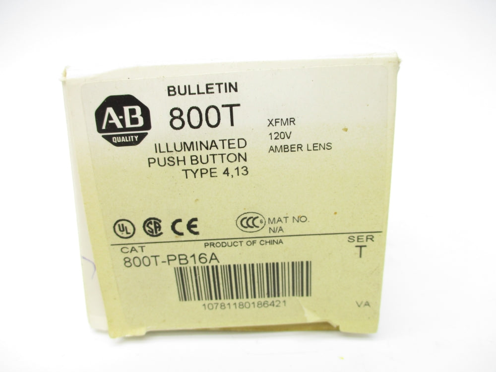 ALLEN BRADLEY 800T-PB16A SER. T 120V (WH) NSMP
