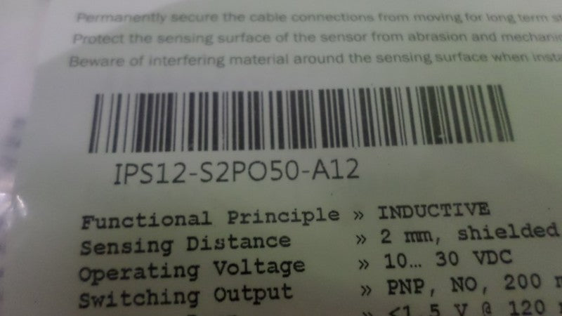 TR ELECTRIC IPS12-S2PO50-A12 INDUCTIVE SENSOR NSNP