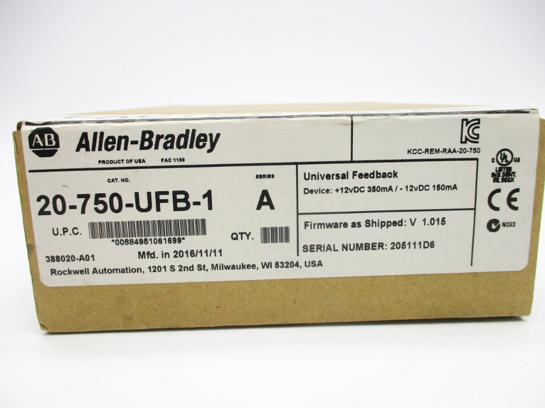 ALLEN BRADLEY 20-750-UFB-1 SER. A F/W V1.015 DATE: 2016 NSFS