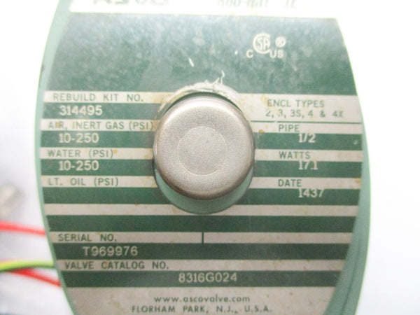 ASCO 8316G024 110/120V 10-250PSI UNMP