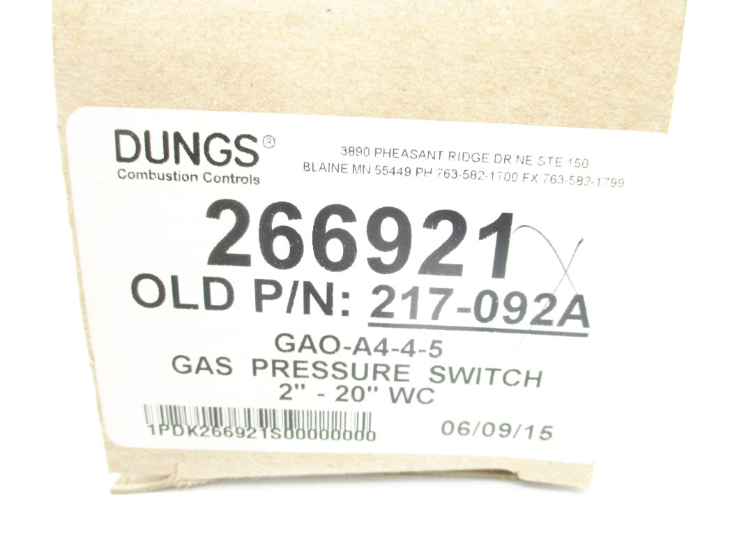 DUNGS GAO-A4-4-5 266921 120VAC 10A 2-20 NSMP