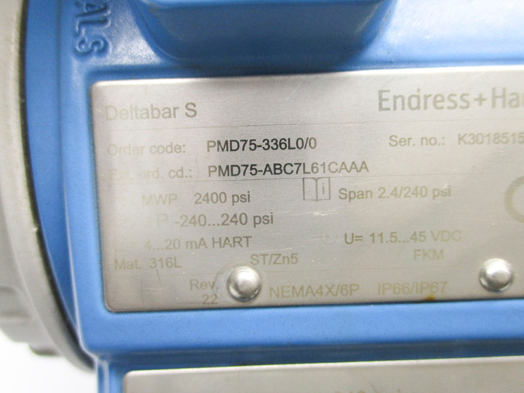 ENDRESS+HAUSER PMD75-ABC7L61CAAA 2400PSI 45VDC UNMP