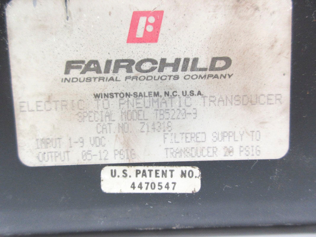 FAIRCHILD TB5220-9 Z14318 9VDC 20PSI UNMP
