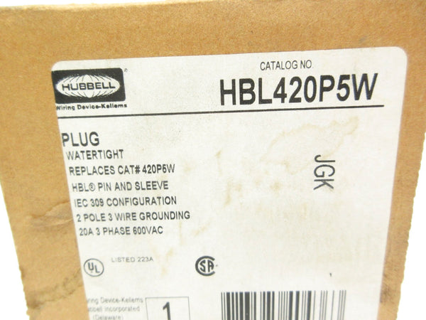 HUBBELL HBL420P5W 600VAC 20A NSMP