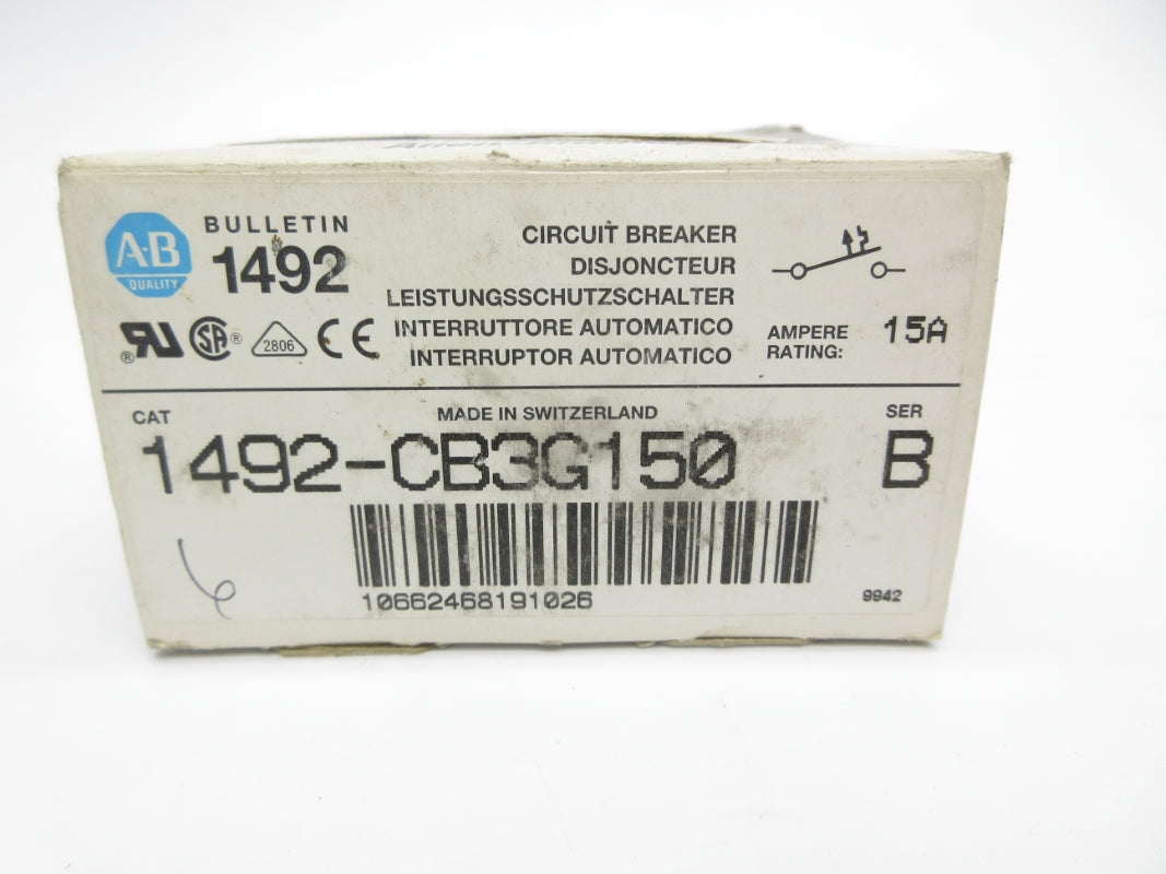 ALLEN BRADLEY 1492-CB3G150 SER. B 480VAC 15A NSMP