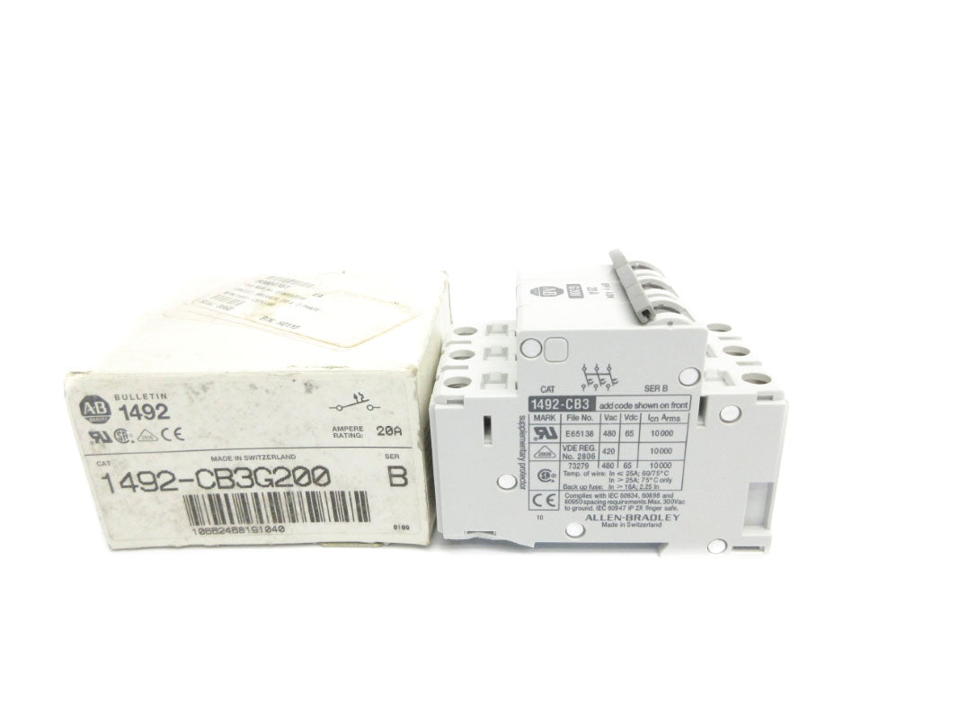 ALLEN BRADLEY 1492-CB3G200 SER. B 480VAC 20A NSMP