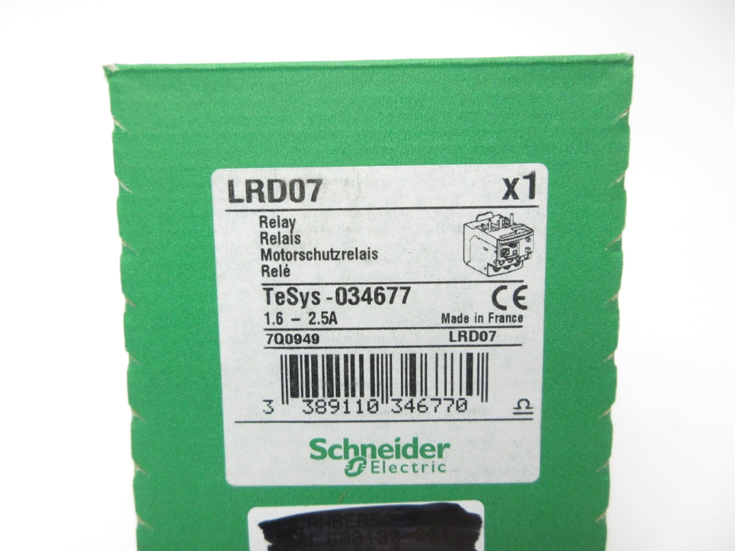 SCHNEIDER ELECTRIC LRD07 600VAC 1.6-2.5A NSMP