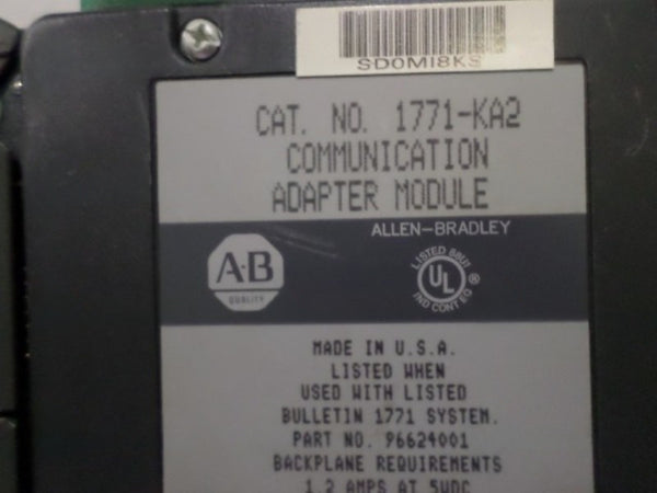 ALLEN BRADLEY 1771-KA2 SER. A F/W G COMMUNICATION ADAPTER MODULE  UNMP