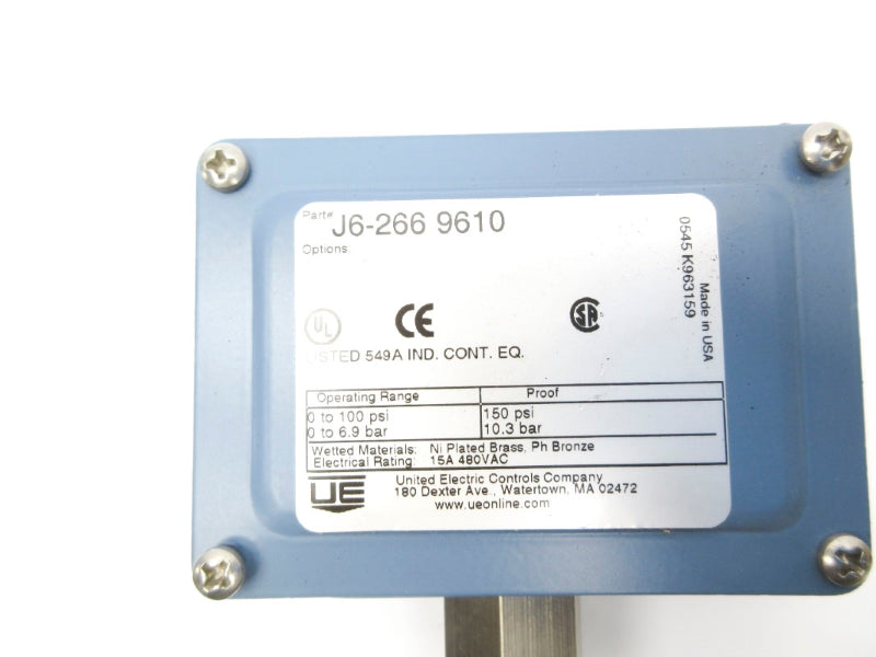 UNITED ELECTRIC J6-2669610 480VAC 15A 150PSI NSNP