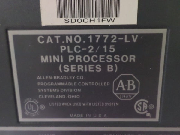 ALLEN BRADLEY 1771-LV SER. B F/W S PROCESSOR MODULE (NO KEY)  UNMP