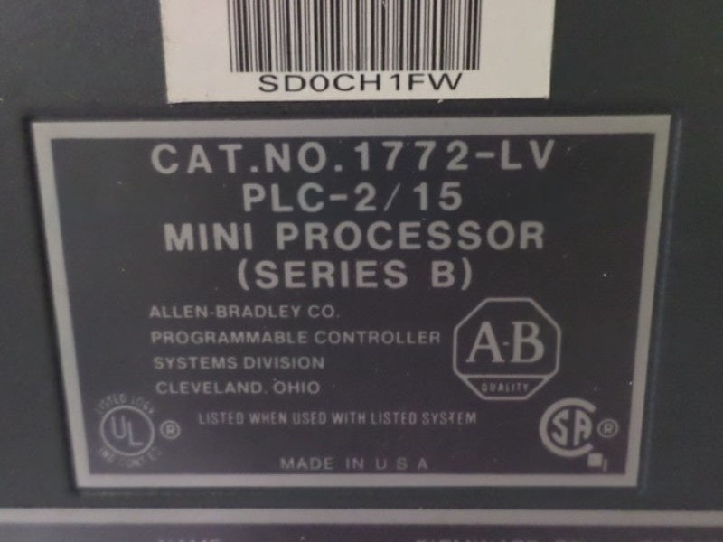 ALLEN BRADLEY 1771-LV SER. B F/W S PROCESSOR MODULE (NO KEY)  UNMP