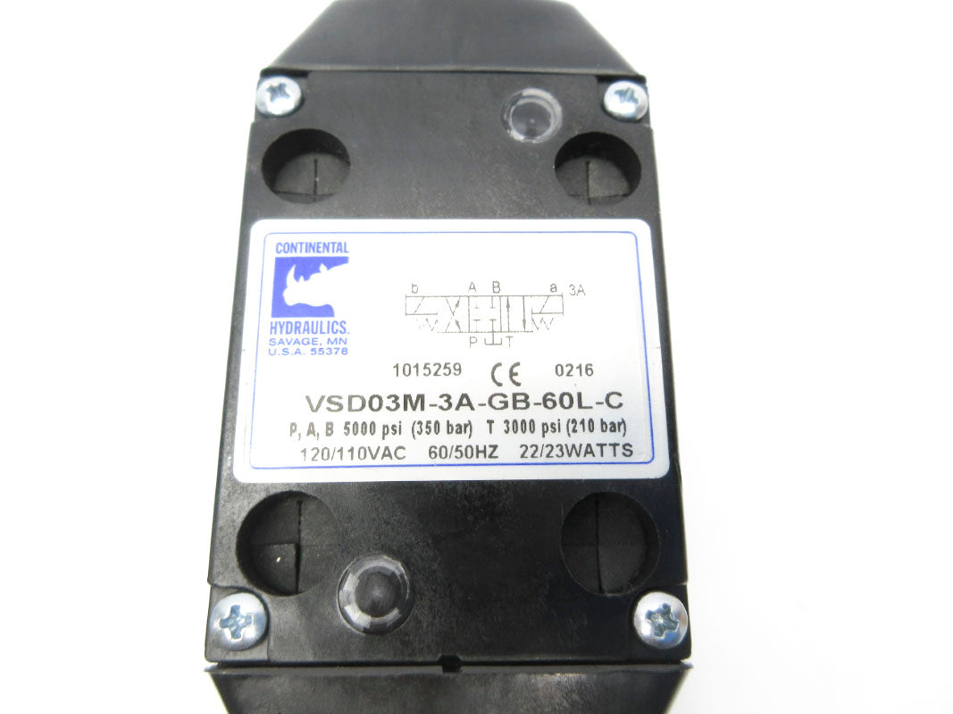 CONTINENTAL HYDRAULICS VSD03M-3A-GB-60L-C 120/110VAC 5000PSI NSNP