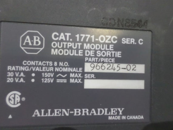 ALLEN BRADLEY 1771-OZC SER. C OUTPUT MODULE  UNMP